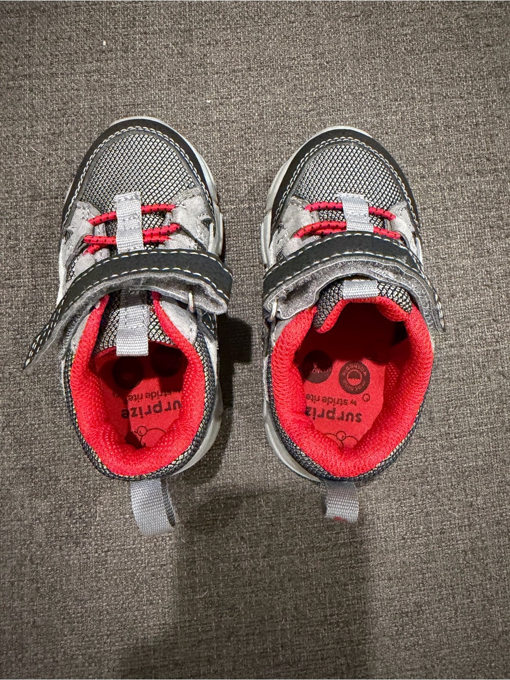Stride Rite Gray and Red Toddler Sneakers with Velcro Strap
